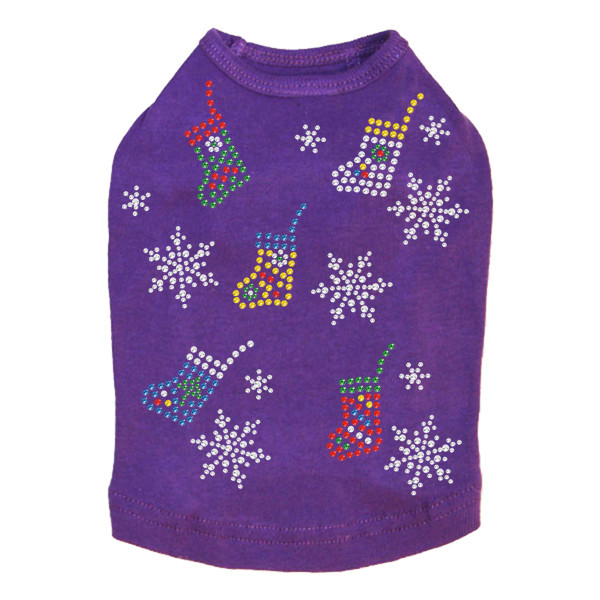 Stockings & Snowflakes Rhinestone Dog Tank