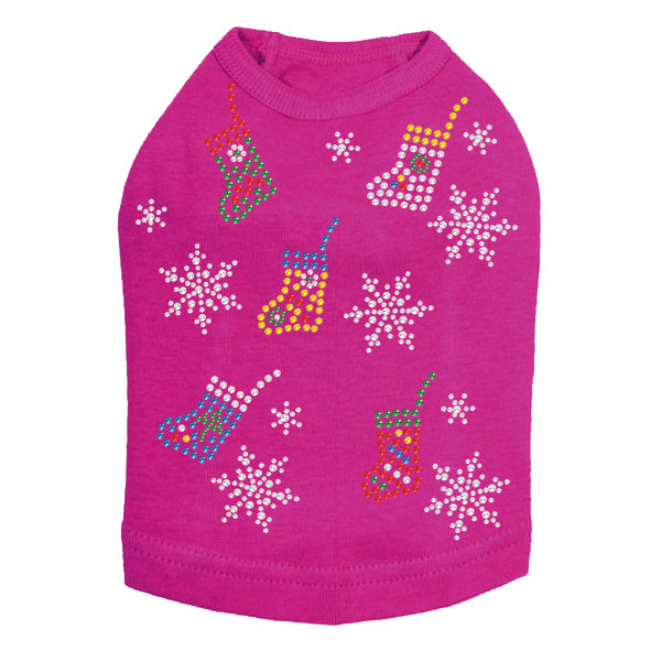 Stockings & Snowflakes Rhinestone Dog Tank