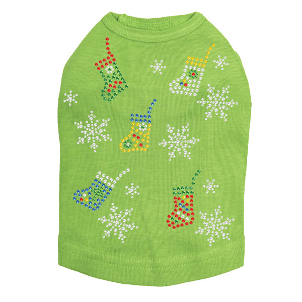Stockings & Snowflakes Rhinestone Dog Tank