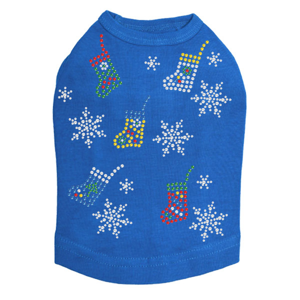 Stockings & Snowflakes Rhinestone Dog Tank