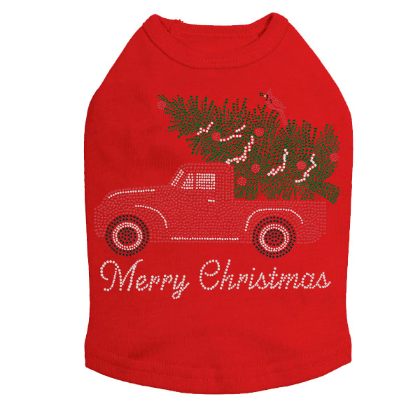 Christmas Truck Rhinestone Dog Tank