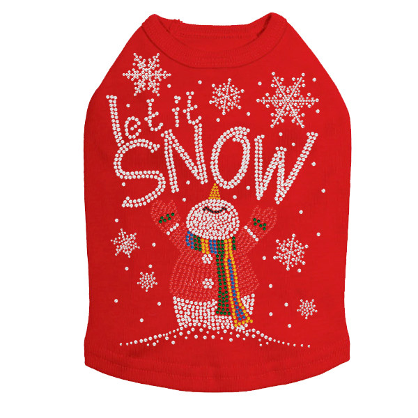 Let it Snow Snowman Rhinestone Dog Tank