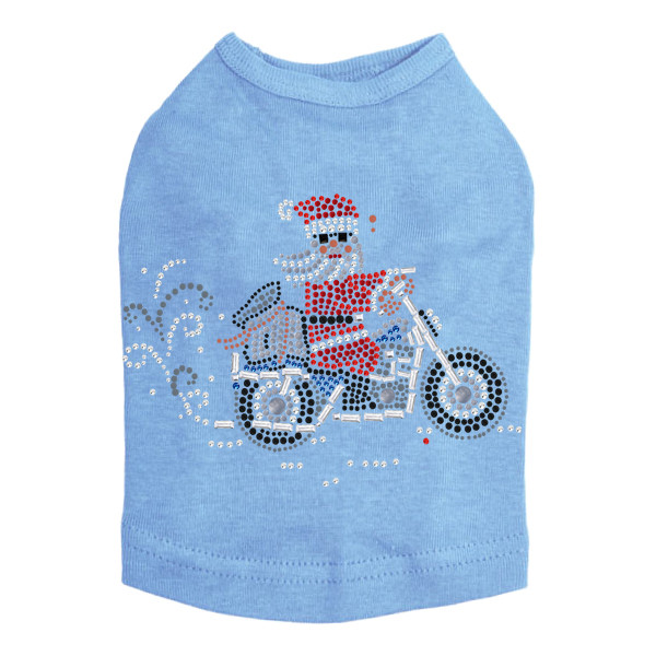 Santa on Motorcycle Rhinestone Dog Tank