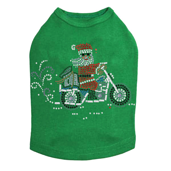 Santa on Motorcycle Rhinestone Dog Tank