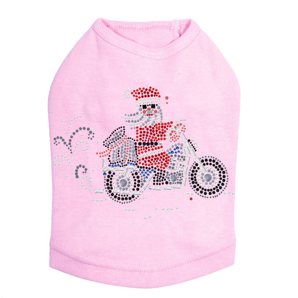 Santa on Motorcycle Rhinestone Dog Tank