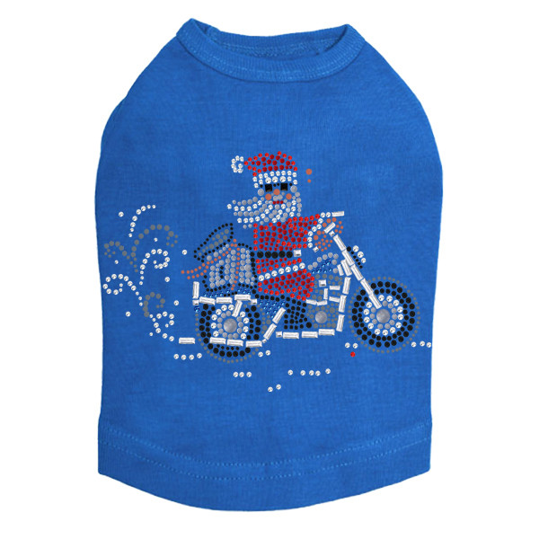 Santa on Motorcycle Rhinestone Dog Tank