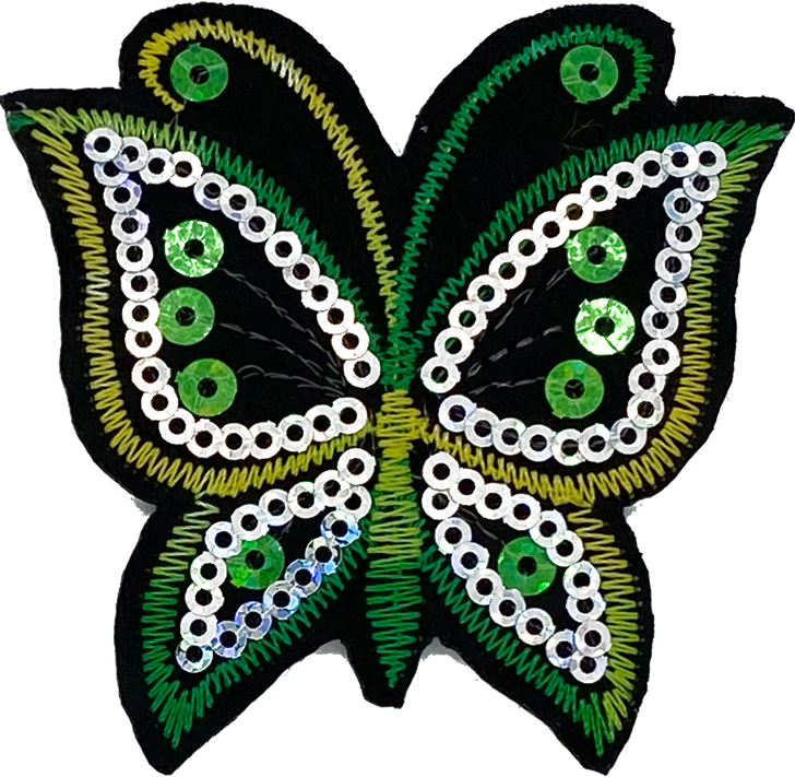 Green Multicolor Sequin Butterfly - Patch