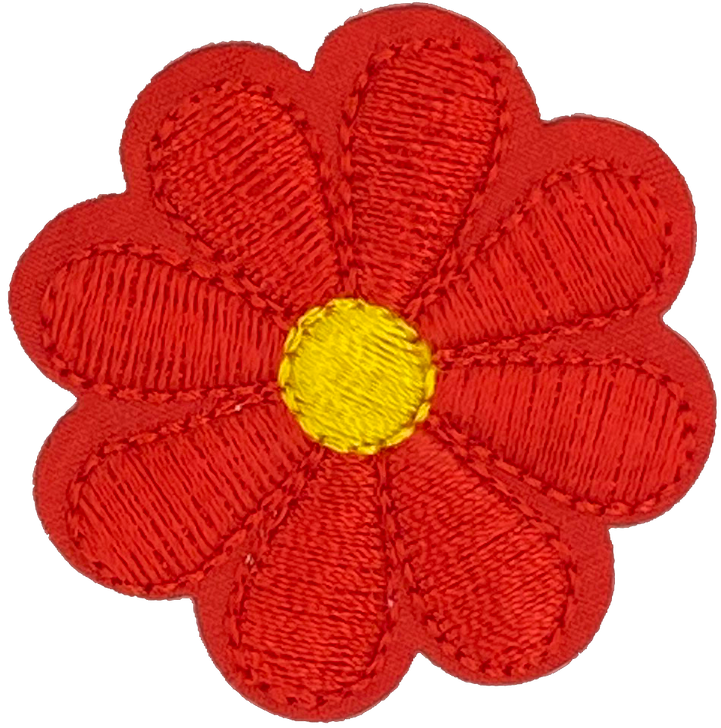 Red Daisy 8 Petal Flower - Patch