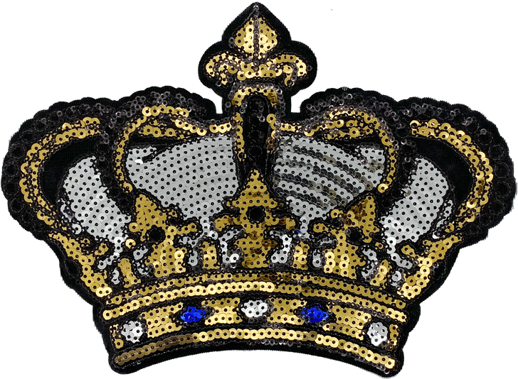 Extra Large Black, Silver & Gold Sequin Crown - Patch