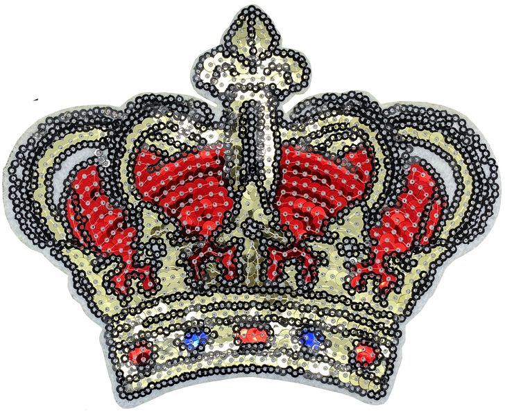 Large Red and White Sequin Crown - Patch
