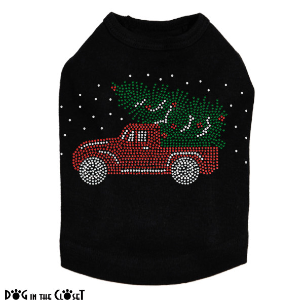 Christmas Truck (Small) Rhinestone Dog Tank