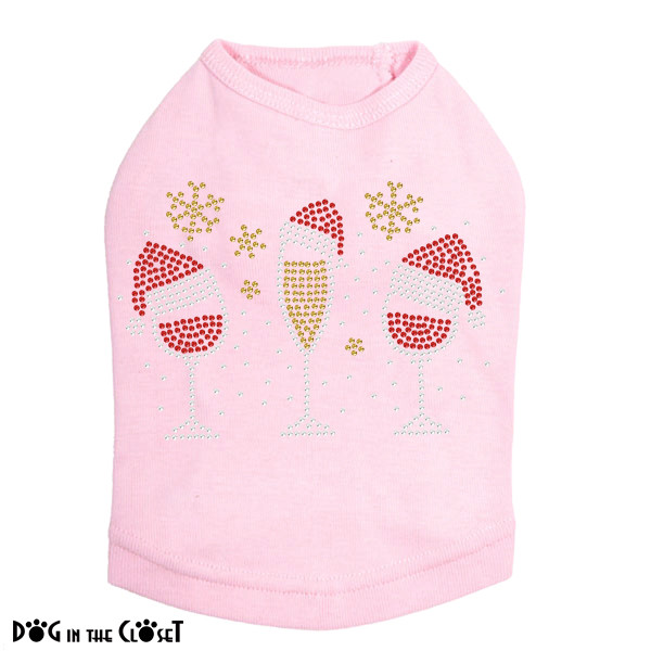Christmas Wine Glasses Rhinestone Dog Tank