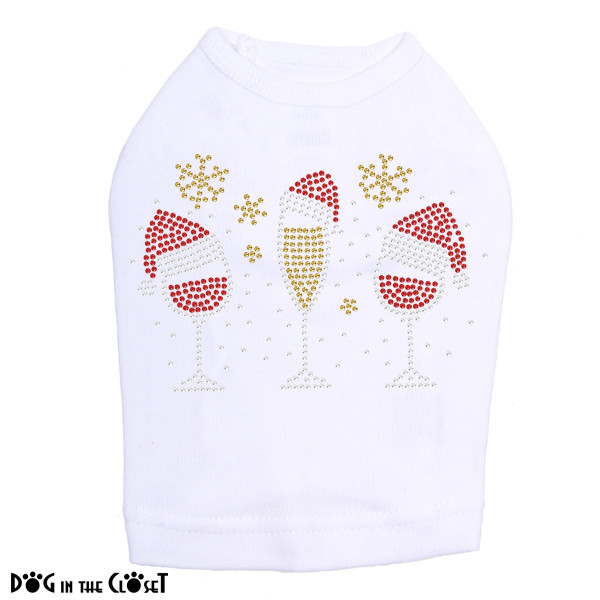 Christmas Wine Glasses Rhinestone Dog Tank
