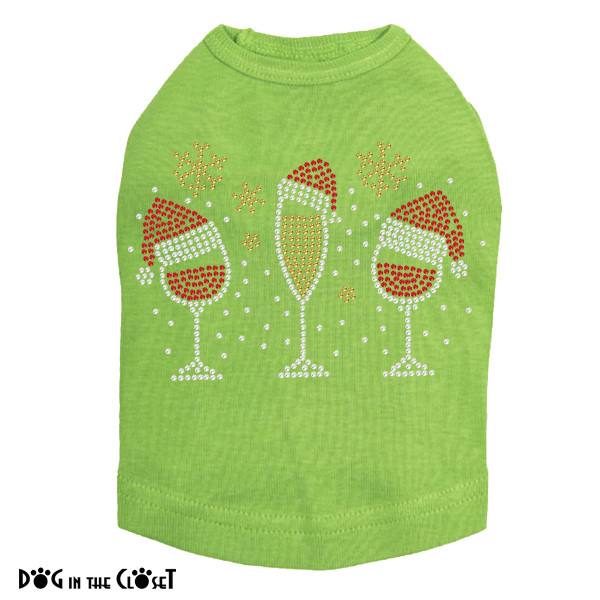 Christmas Wine Glasses Rhinestone Dog Tank