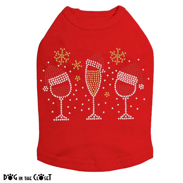Christmas Wine Glasses Rhinestone Dog Tank