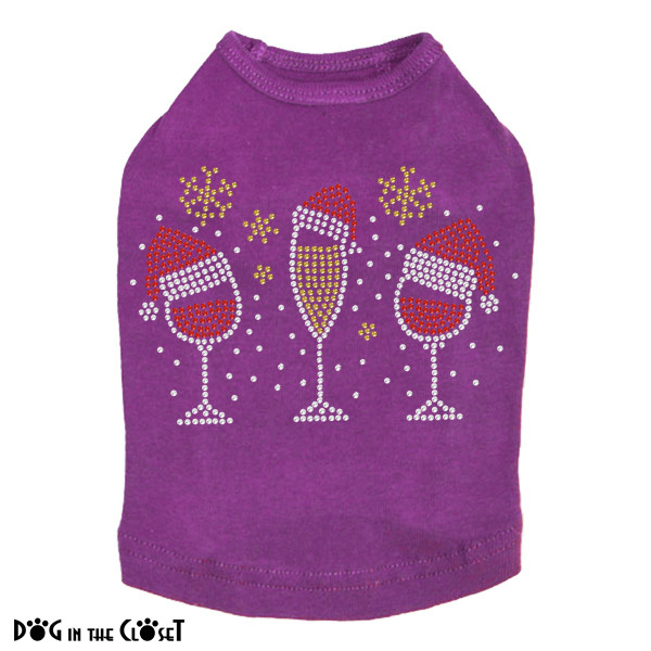 Christmas Wine Glasses Rhinestone Dog Tank