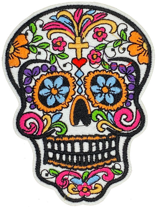 White Sugar Skull  (L) - Patch