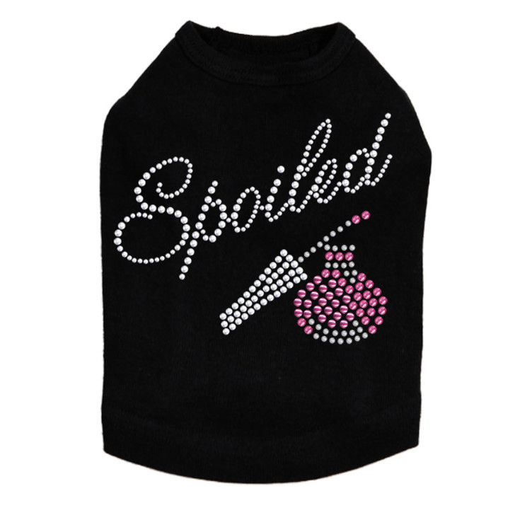 Spoiled with Austrian crystal Nail Polish rhinestone dog tank for large and small dogs.
5" X 4" design with silver & hot pink Austrian crystal rhinestones & nailheads.