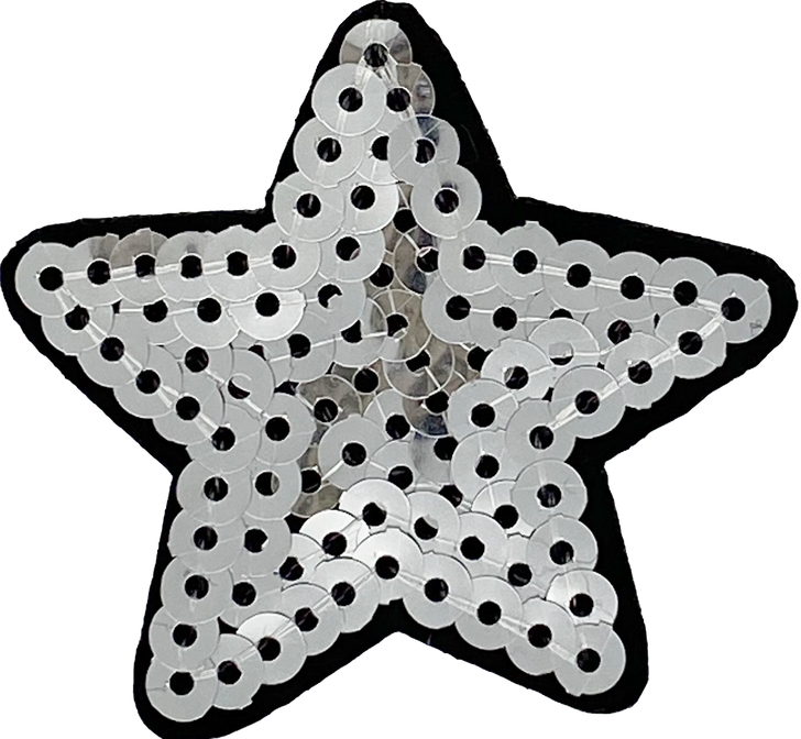 Small Silver Sequin Star - Patch