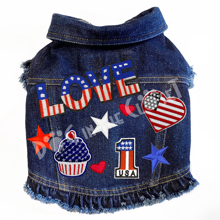 Love Patriotic Denim Dog Jacket