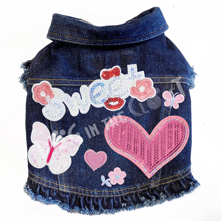 Sweet Butterflies Denim Dog Jacket