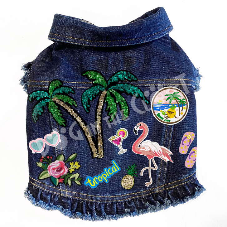 Tropical Paradise Denim Dog Jacket