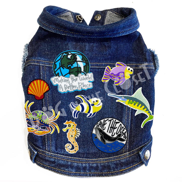 Save the Ocean Denim Dog Jacket