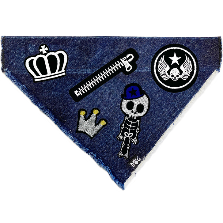 Biker Skulls Denim Bandana