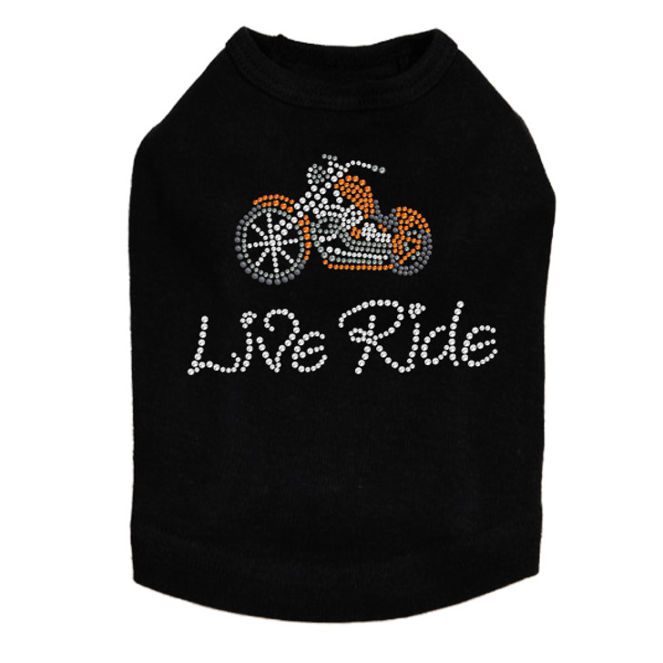 Live - Ride - Orange Motorcycle - Dog Tank