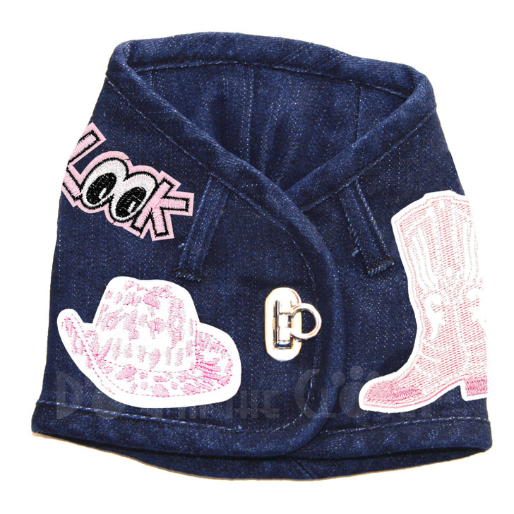 Pink Cowgirl Denim Harness Vest