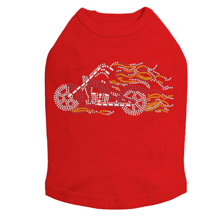 Motorcycle - Red with Flames - Dog Tank