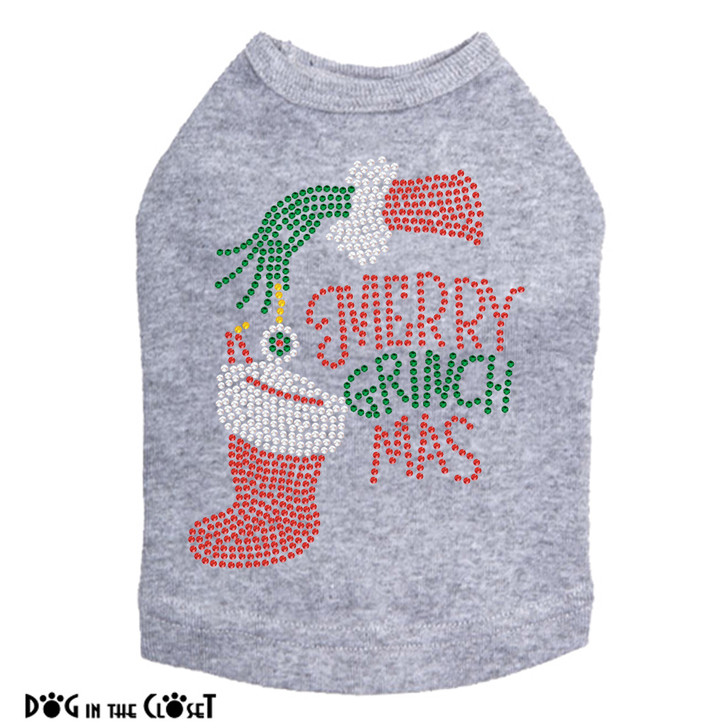 Merry Grinchmas Rhinestone Dog Tank