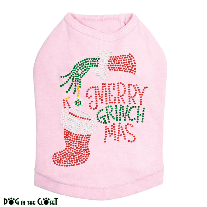 Merry Grinchmas Rhinestone Dog Tank