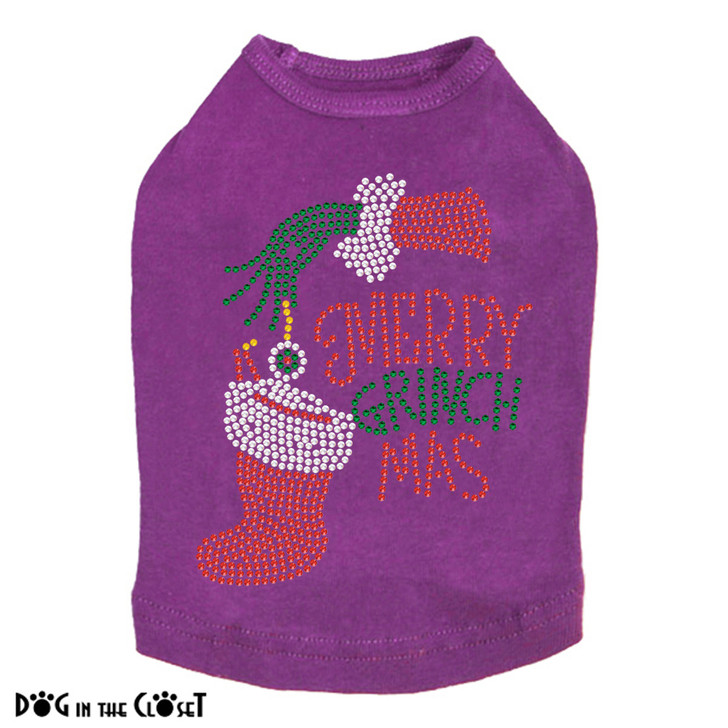 Merry Grinchmas Rhinestone Dog Tank