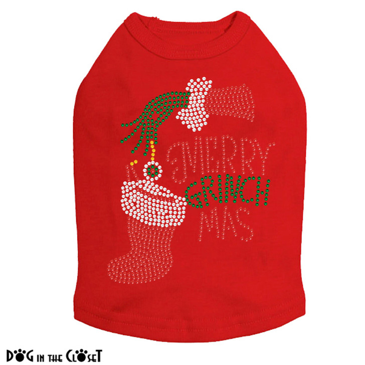 Merry Grinchmas Rhinestone Dog Tank
