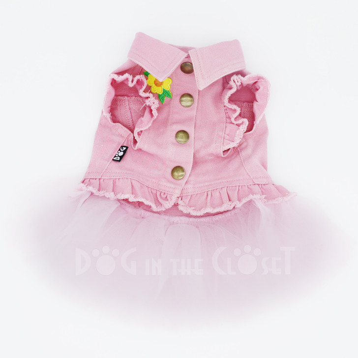 Pink Pastel Easter Denim Dog Jacket with Tutu (patch on front sold separately)