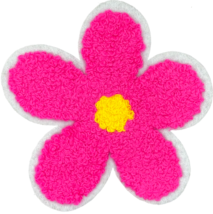 Chenille Flower  - Hot Pink- Patch