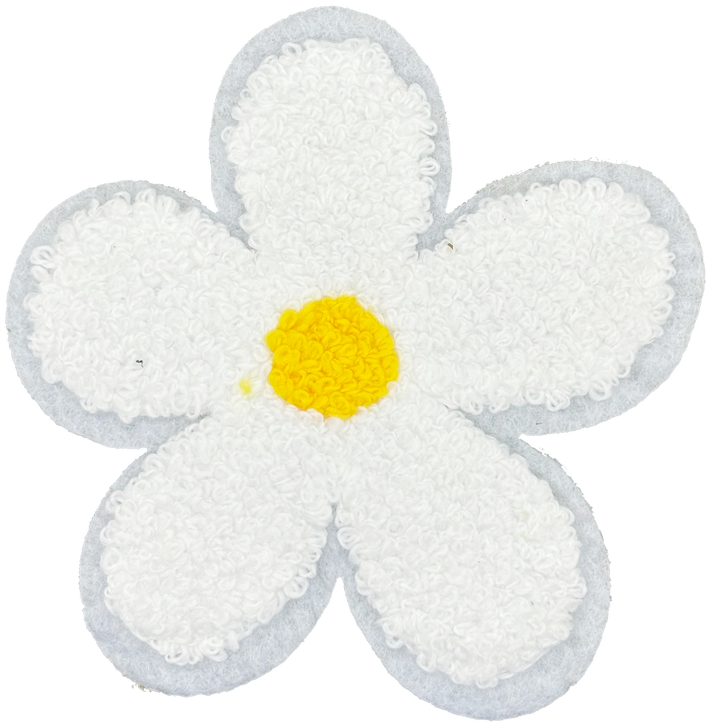 Chenille Flower  -White - Patch