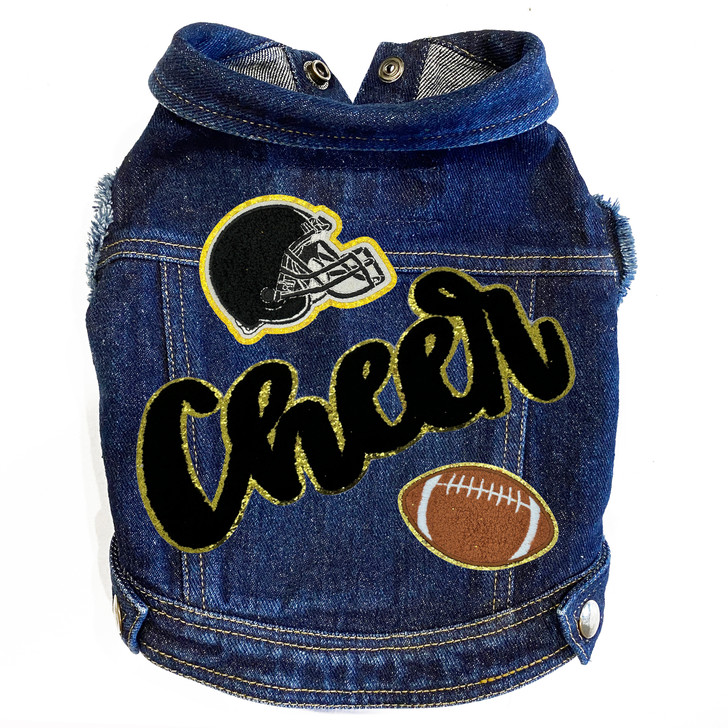 Cheer Football (Large) Denim Dog Jacket