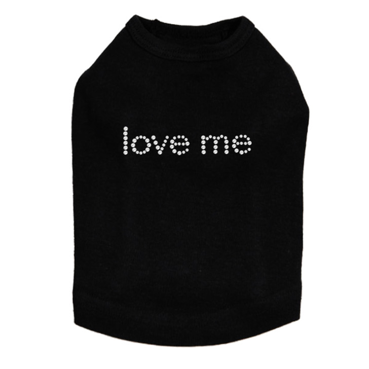 Love Me rhinestone dog tank for large and small dogs.