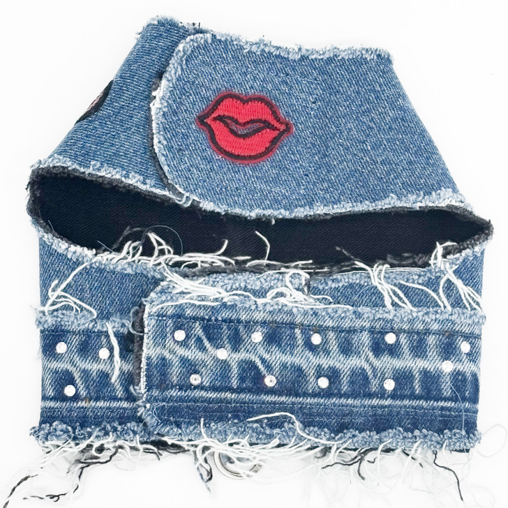 Vintage Red Heel Denim Harness Vest Front