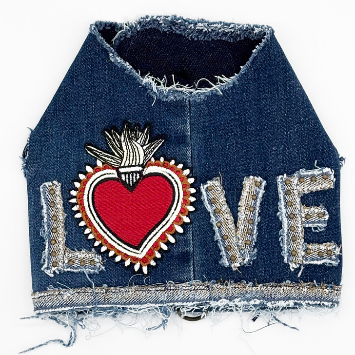 Vintage Love Tattoo Denim Harness Vest