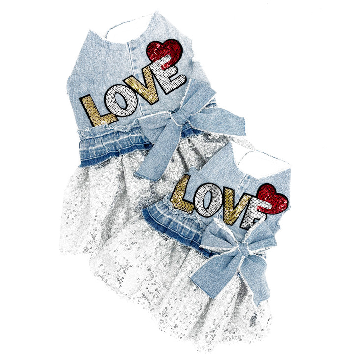 Vintage Love Harness Dress with Silver Sequin Skirt