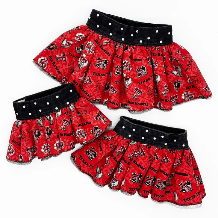 Red Raider Denim Ruffle Skirt