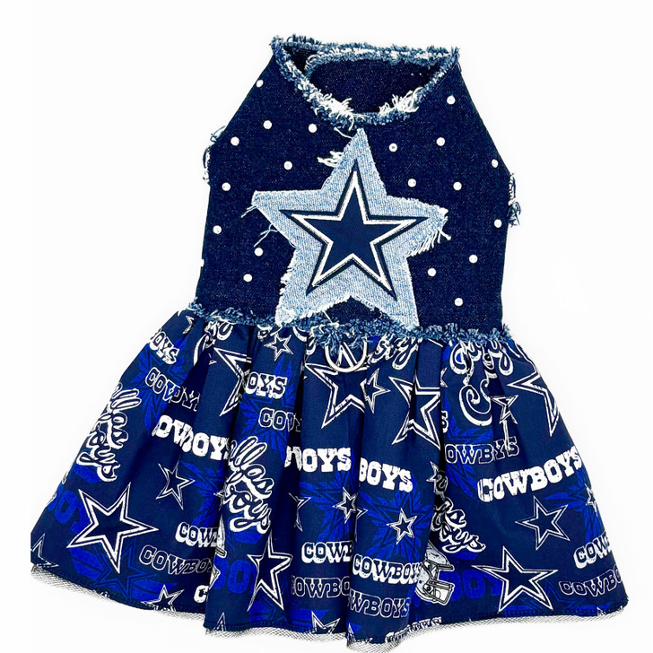 Cowboys Denim Harness Dress with Ruffle Skirt