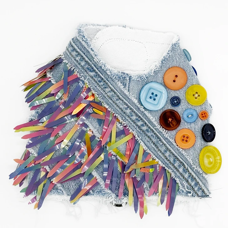 Fall Sequin & Button Harness Vest