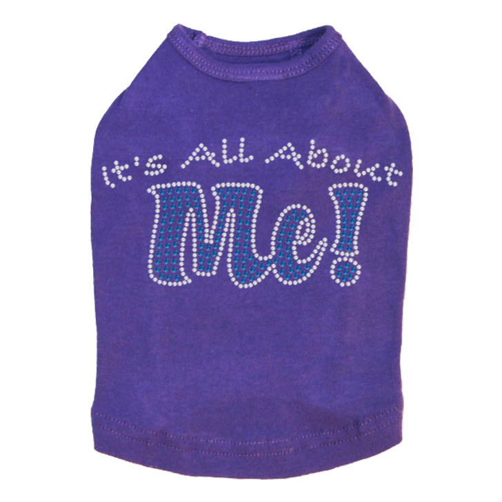 It's All About Me rhinestone dog tank for large and small dogs.