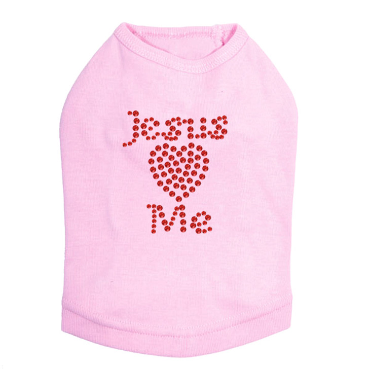Jesus Loves Me rhinestone dog tank for large and small dogs.