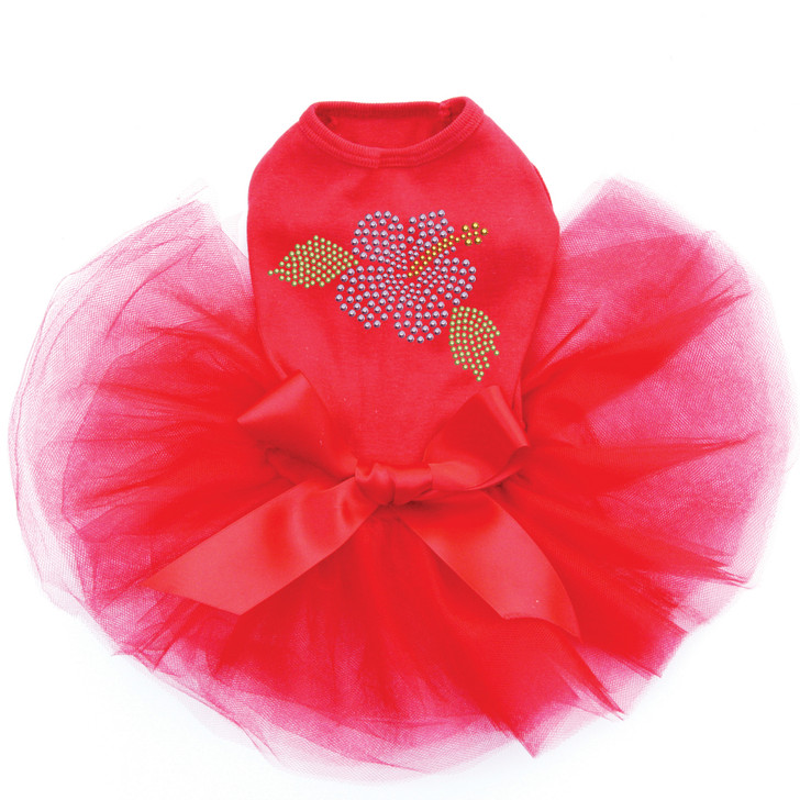 Small Light Pink Hibiscut dog tutu for large and small dogs.