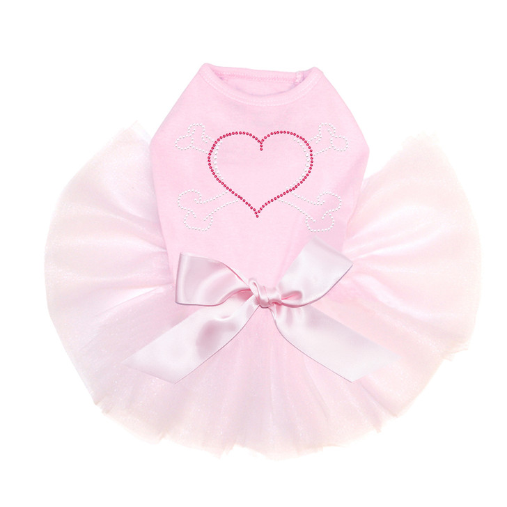 Heart with Cross Bones pink dog tutu for large and small dogs.